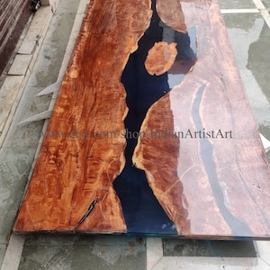 Blue River Epoxy Esstischplatte: Naturholz, handgemacht (96 X 43,5 Inches)