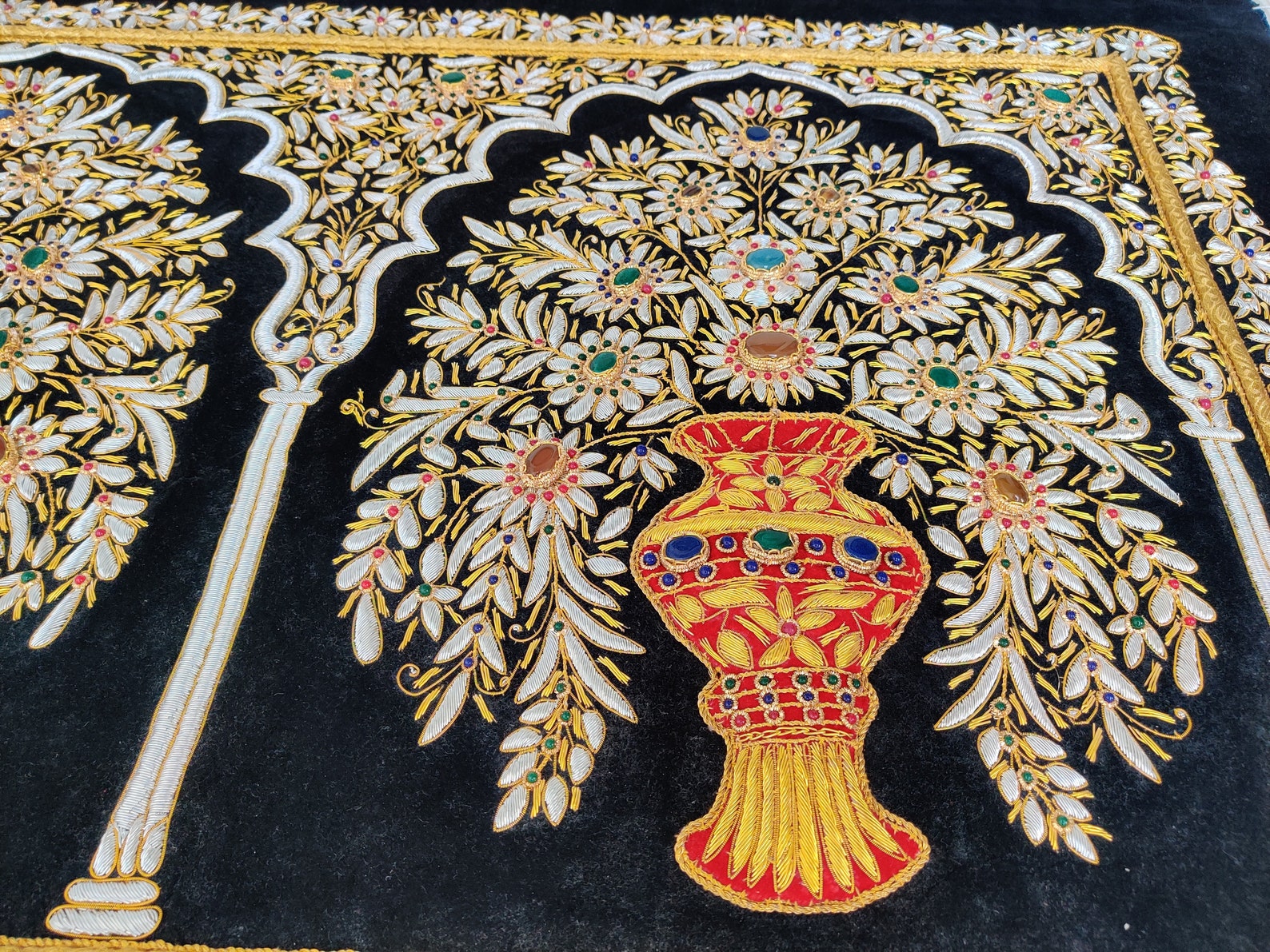 Black Velvet Embroidery Wall Hanging Panel for Gifts and Etsy