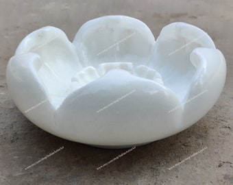 Handmade White Marble Urli Bowl: Home Decor Centerpiece, 6-inch