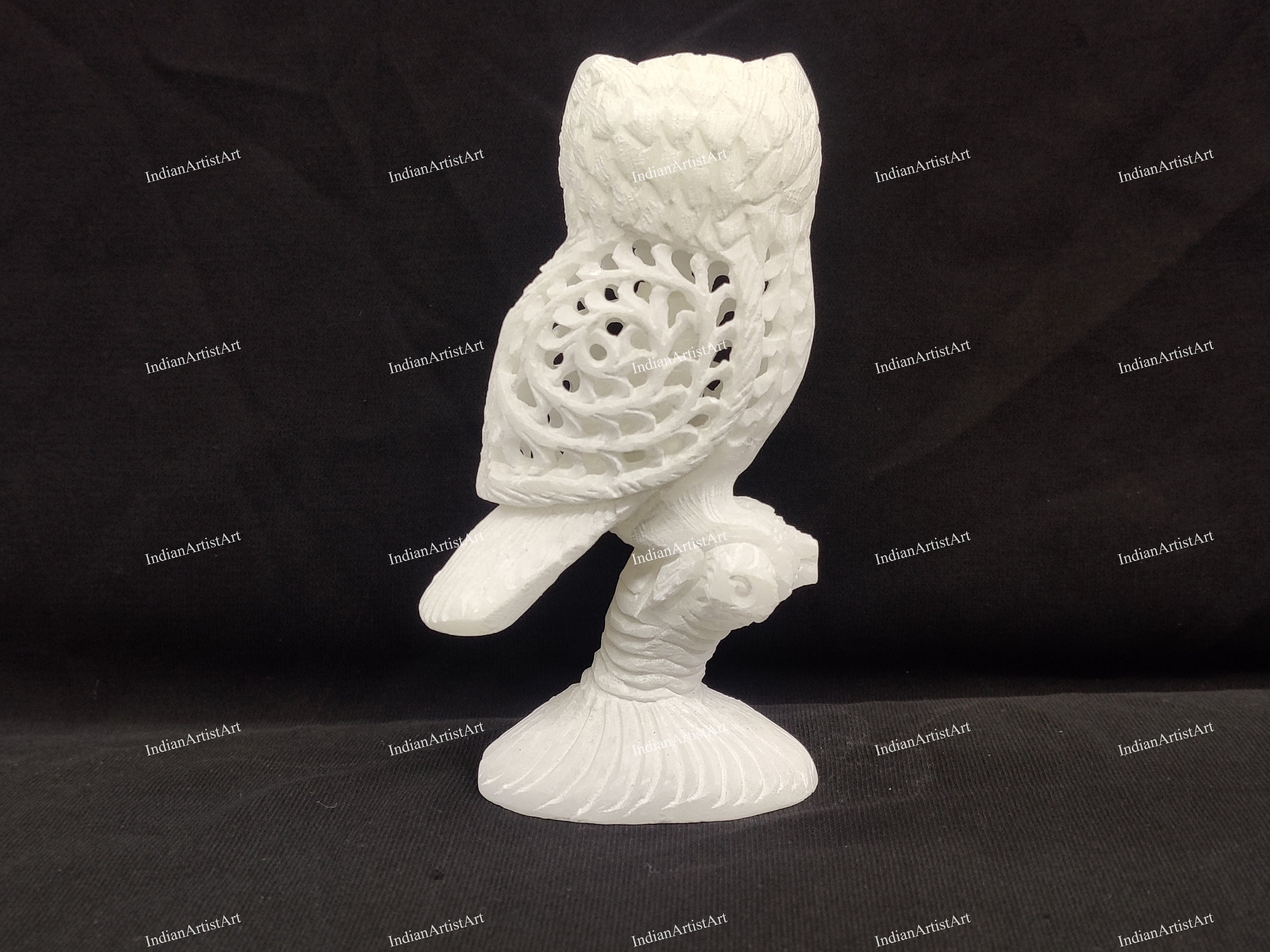 手作りの白い大理石のフクロウの置物：ホームオフィスの装飾 - Etsy 日本
