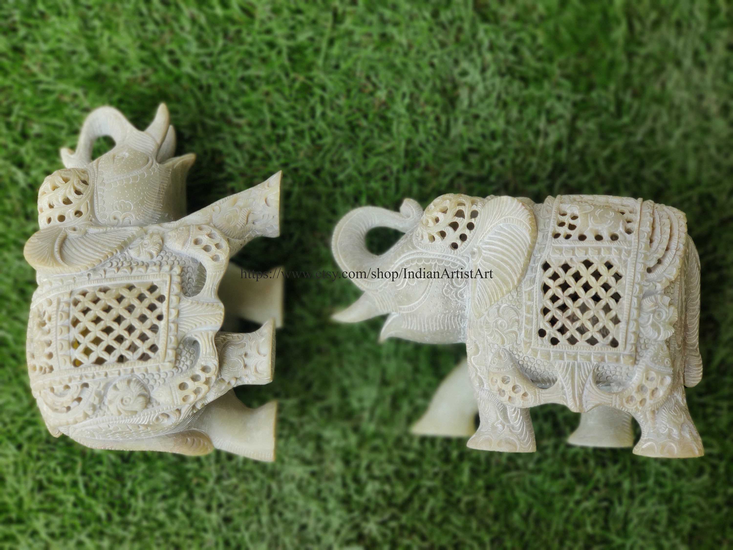 手作りのグリーン大理石の象の置物：インドの室内装飾 - Etsy 日本
