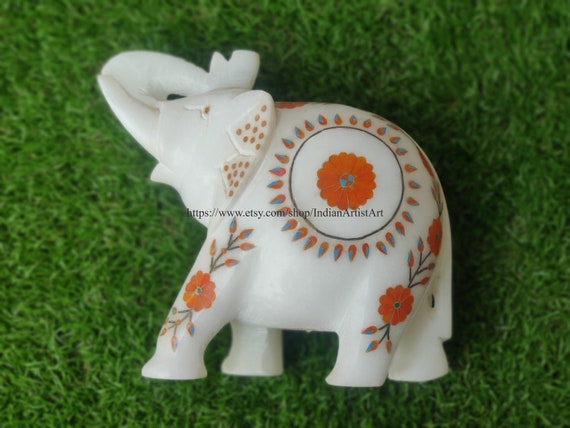 象嵌大理石象の置物：幸運を呼ぶ室内装飾 - Etsy 日本