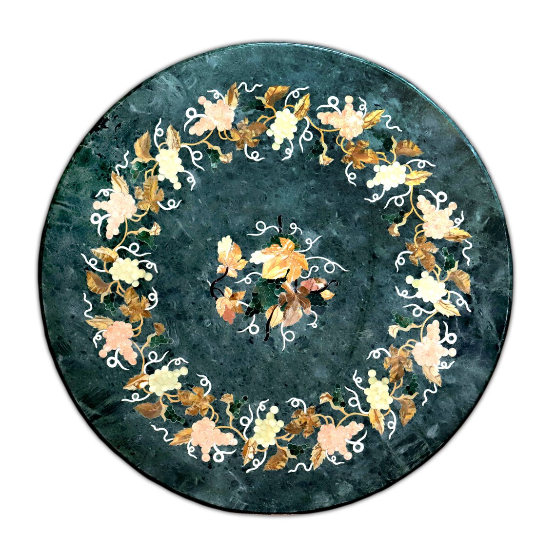 Green Marble Dining Table Top Round Table Top with Inlay Art Etsy