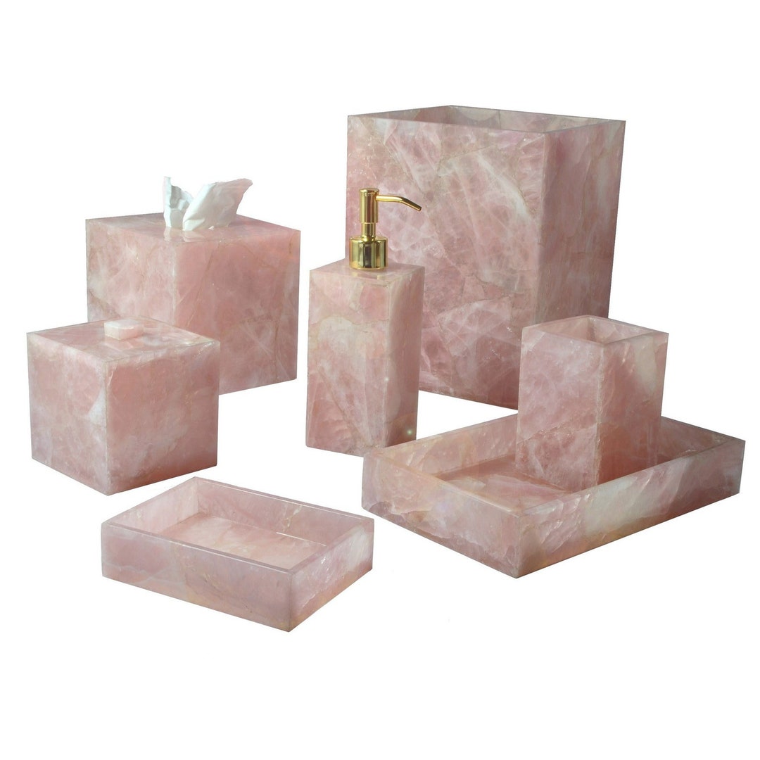 Pink Rose Quartz Bathroom Set / Set of Seven Pieces for Bathroom ...