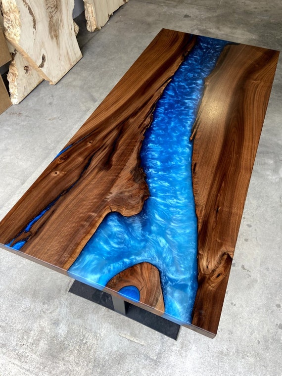 Epoxy Table Top / Wooden Resin Table Top / Blue River Epoxy Table