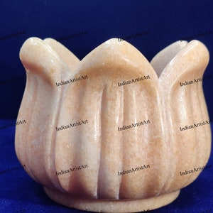 Handgemachte Rosa Marmor Lotus-Schale: Indische Pooja Urli, Kerzenhalter