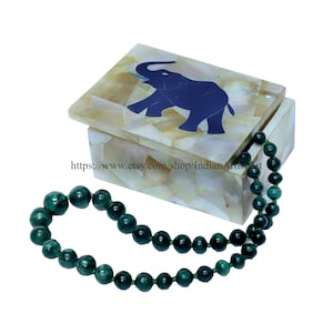 Elephant Marble Jewelry Box: Mother of Pearl Inlay Art