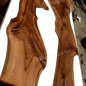Live Edge Wooden Epoxy Table Top in Blue Pigment Color