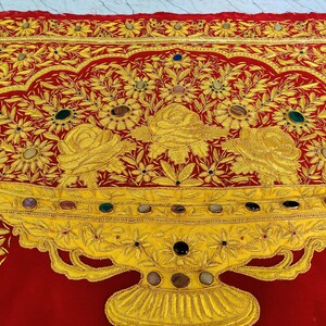 Zardozi Wall Hanging Panel: Hand Embroidered Velvet Decor