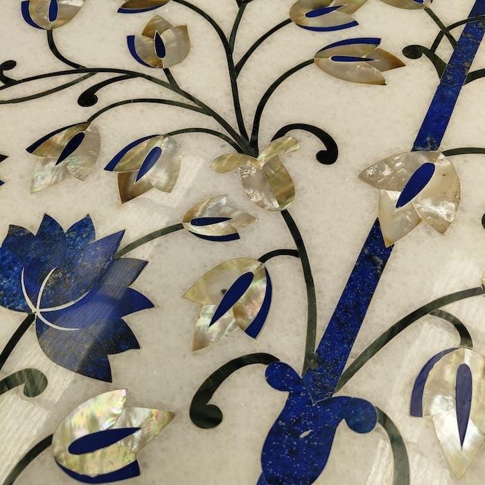 Marble Inlay Table Top: Tulip Flower Design, Pietra Dura Art - Etsy