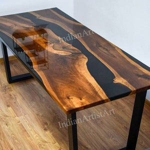 Handmade Acacia Wood Epoxy Table Top: Custom Sizes Available