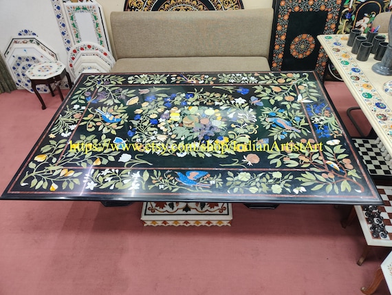 6 Feet X 4 Feet Dining Table Top in Black Marble Free Home