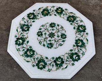 Grüner Malachit Marmor Inlay Couchtisch Tischplatte: Mughal Art Decor
