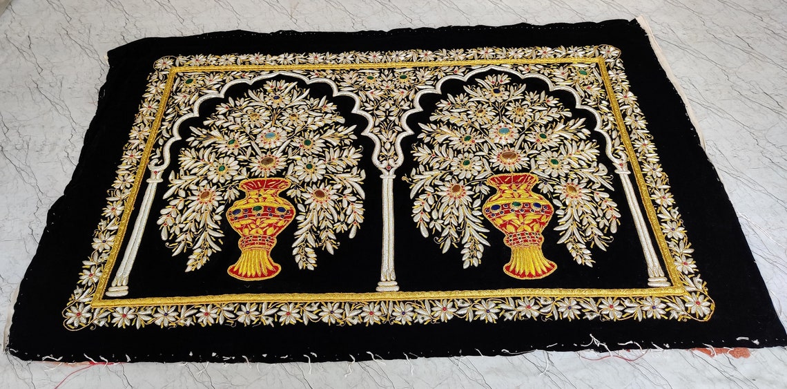 Black Velvet Embroidery Wall Hanging Panel for Gifts and Etsy