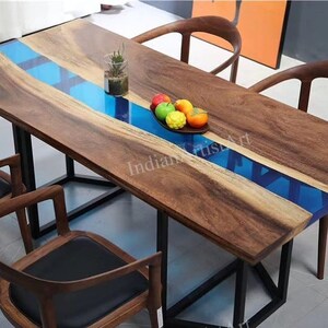 Epoxy Table Top / Handmade Wooden Dining Table Top / Luxury Table Top / Blue Transparent Epoxy Table / Home Decor Product / Office Product
