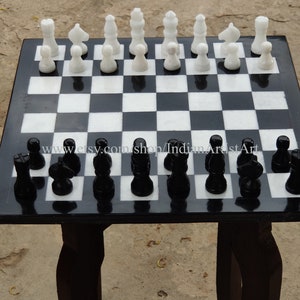 Handmade Black Marble Chess Set with Pieces