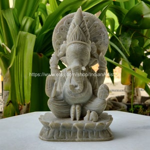 Green Marble Ganesha Figure, Hindu Deity, Figurines, Home Decor Figurines, Ganesha Statue, Handmade Statue, Home Decoration Statue, God Art