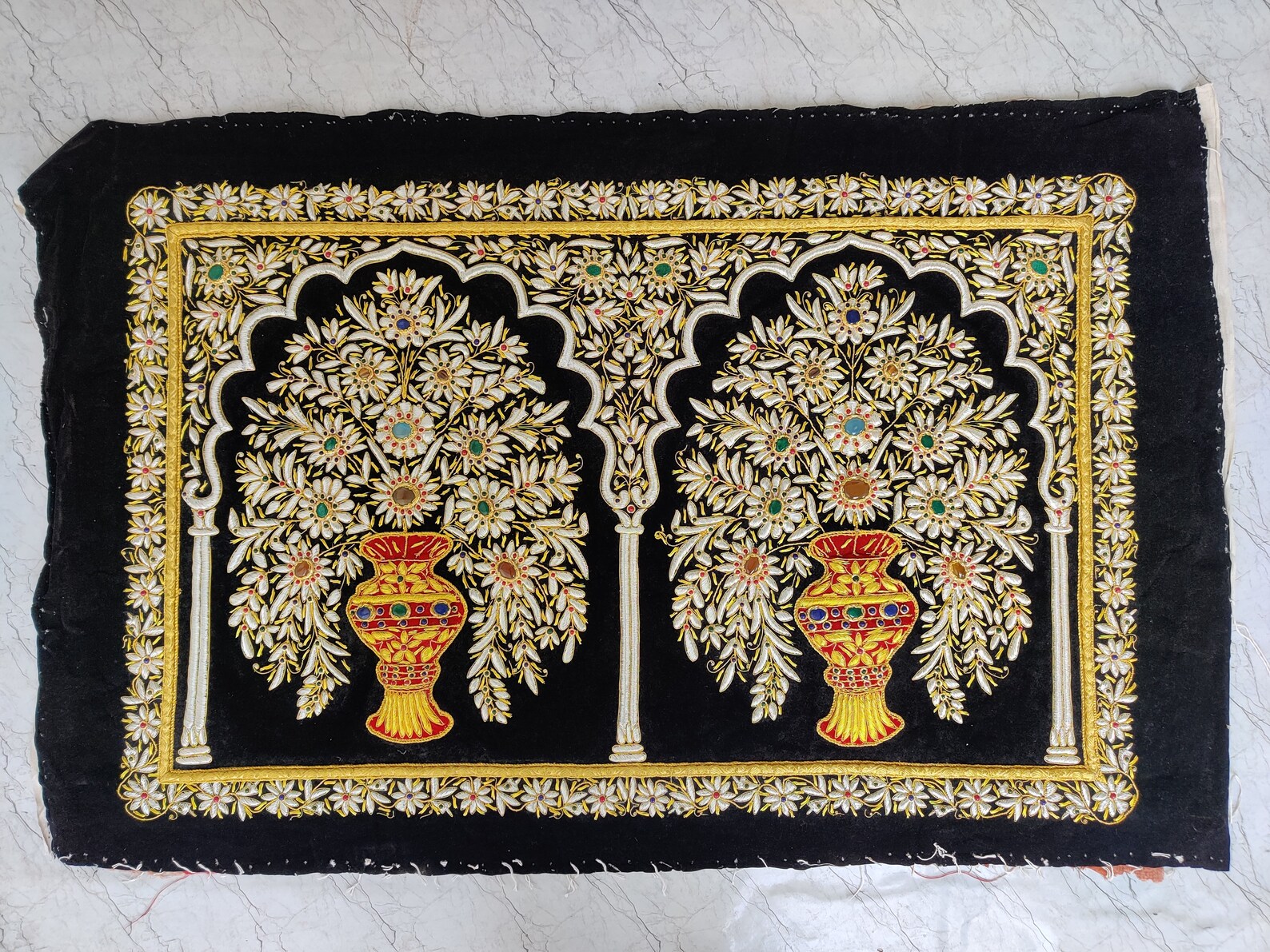 Black Velvet Embroidery Wall Hanging Panel for Gifts and Etsy