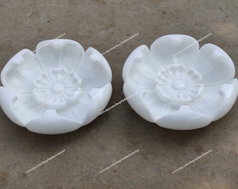 Handmade White Marble Urli Bowl - Floral Centerpiece, Home Decor