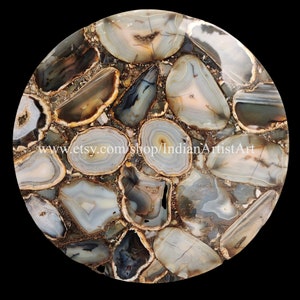 Live Edge Botswana Agate Table Top: Natural Stone Coffee Table