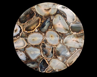 Live Edge Botswana Agate Table Top: Natural Stone Coffee Table