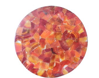 Red Onyx Coffee Table Top in Round Shape