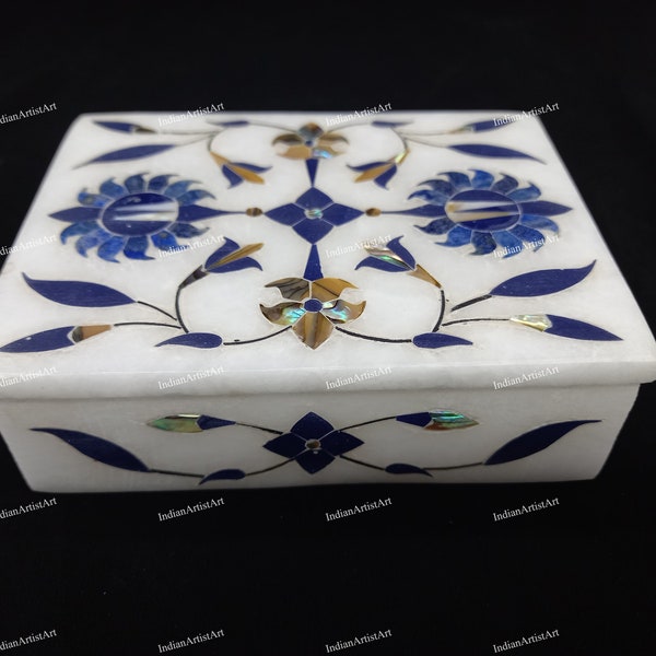 White Marble Box for Her / Marble Inlay Art Box / Wedding Gifts Boxes / Corporate Gifts Idea / Birthday Gifts Idea / Handmade Inlay Art Box