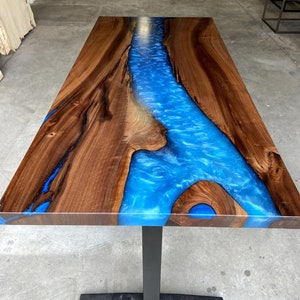 Epoxy Table Top / Wooden Resin Table Top / Blue River Epoxy table Top / Large Rectangular wood table / wooden table top for garden décor