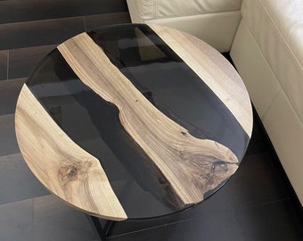 Handmade Black River Epoxy Table Top: Natural Wood Resin Art