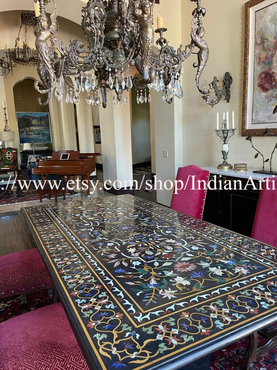 Black marble cheap dinner table