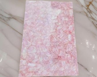 Handmade Pink Rose Quartz Tabletop: Customizable Dining Table