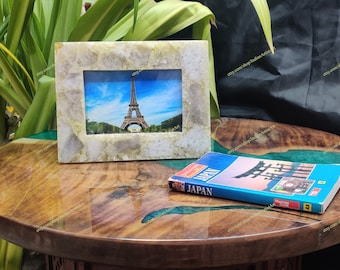 Handmade Agate Stone Photo Frame: 5x7 Picture Frame, Home Decor