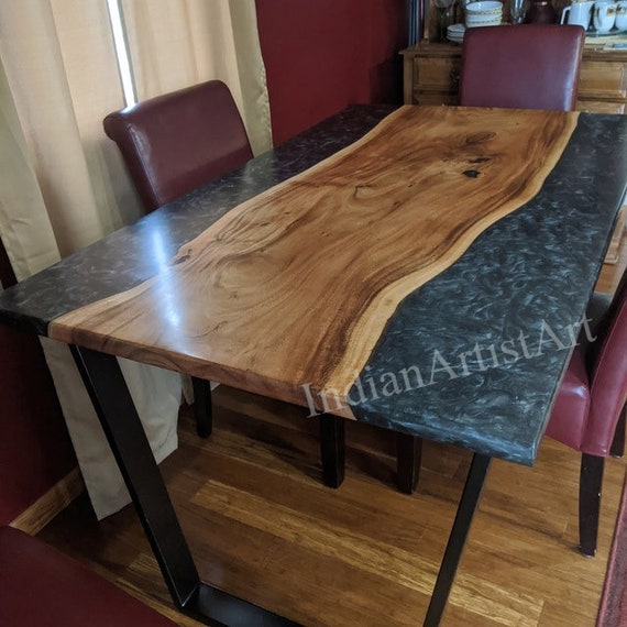 Black Epoxy Resin Table Top, Dining Epoxy Table Top, Handmade Furniture  Decorate