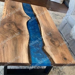 Epoxy Table / Wooden Epoxy Table Top / Blue River Epoxy Resin Table Top / Handmade wooden furniture / Luxury Epoxy Dining Table / HOME DECOR