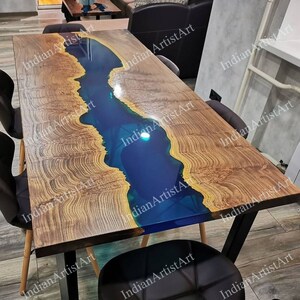 Epoxy Table / Wooden Epoxy Table Top / Blue River Epoxy Resin Table Top / Handmade wooden furniture / Luxury Epoxy Dining Table / HOME DECOR
