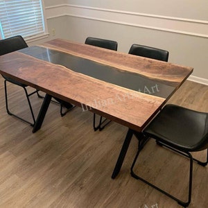Black Epoxy Wood Table Top / Epoxy Resin Table Top / India Made Epoxy Table / Handmade Wooden Furniture from India / Buy Epoxy Table online