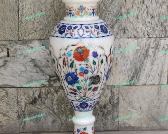 Flower Vase in White Marble For Hotels and Luxury Home Decoration / Master craftsman work on it / Totally Handmade Vase for Gifts and Decor