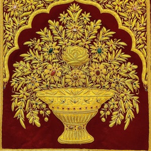 Velvet Zardozi Wall Hanging: Hand Embroidered Jewel Carpet