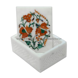 Box for Her / Gifts for Her / Gift for Mom / Gift for Box / Keepsake in White Marble / Marble Inlay Art Jewelry Box / Collectible Box Art