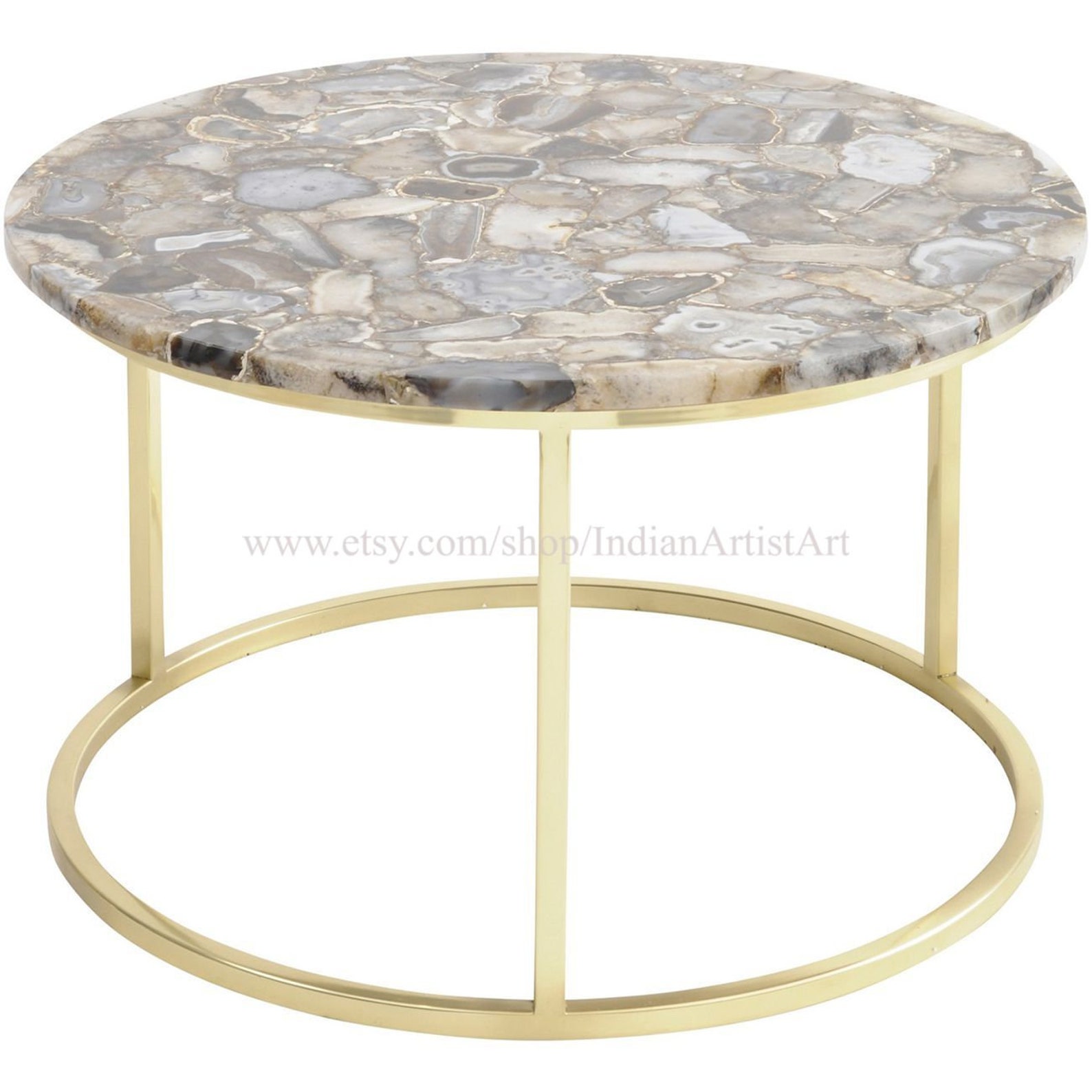 Round Agate Table Agate Stone Table Natural Agate Side Table Etsy
