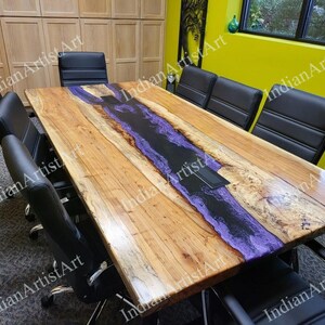 Tablero de mesa de resina epoxi de madera de acacia: mesa de comedor o de centro personalizada con borde natural