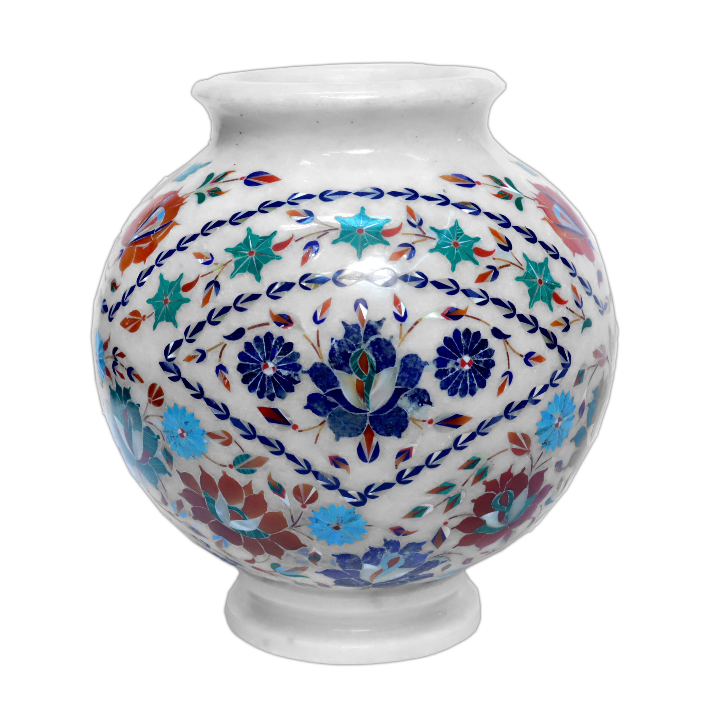 9インチ大理石象嵌花瓶：ピエトレドゥーラ・フィレンツェ美術