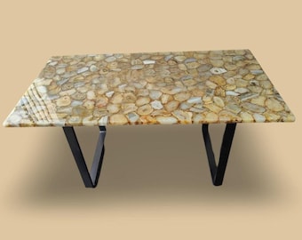 Brown Agate Stone Table Top: Custom Bar, Kitchen Countertop Slab