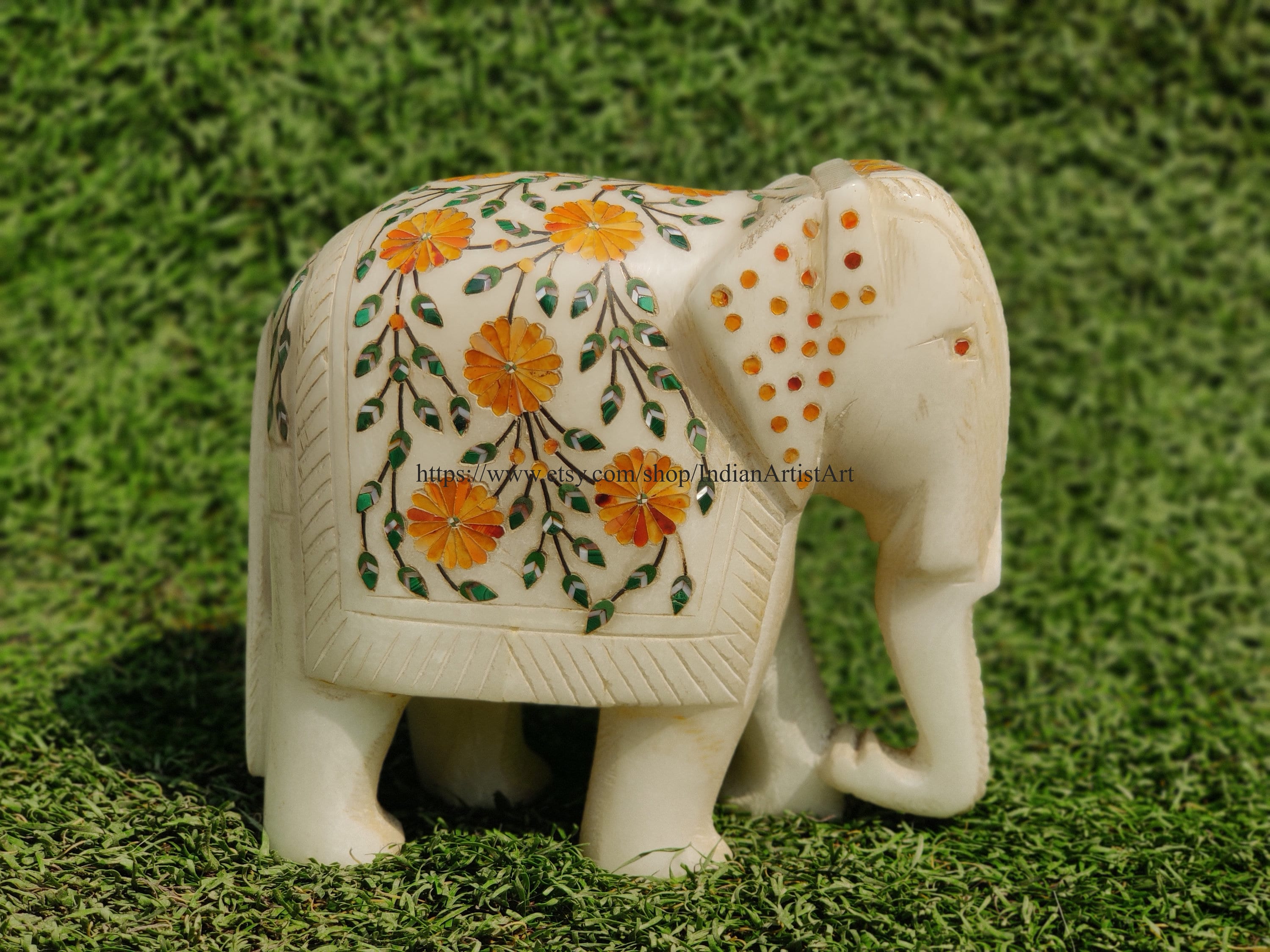 Indian Marble Elephant, Table Decor, Tabletop Art, Indian Art, Ethnic
