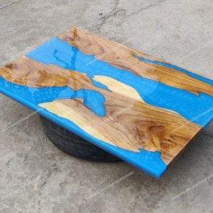 Wooden Epoxy Table Top / Blue River Table Top in Epoxy Resin / Custom made table Top in Epoxy / Natural Indian Acacia wood Table for home