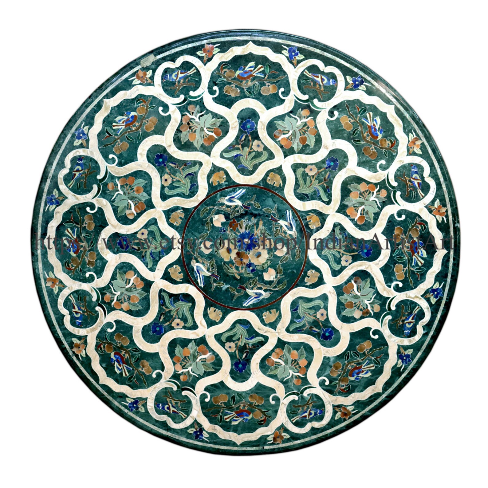 Big Dining Table Top Green Marble Inlaid Dining Table Top Etsy