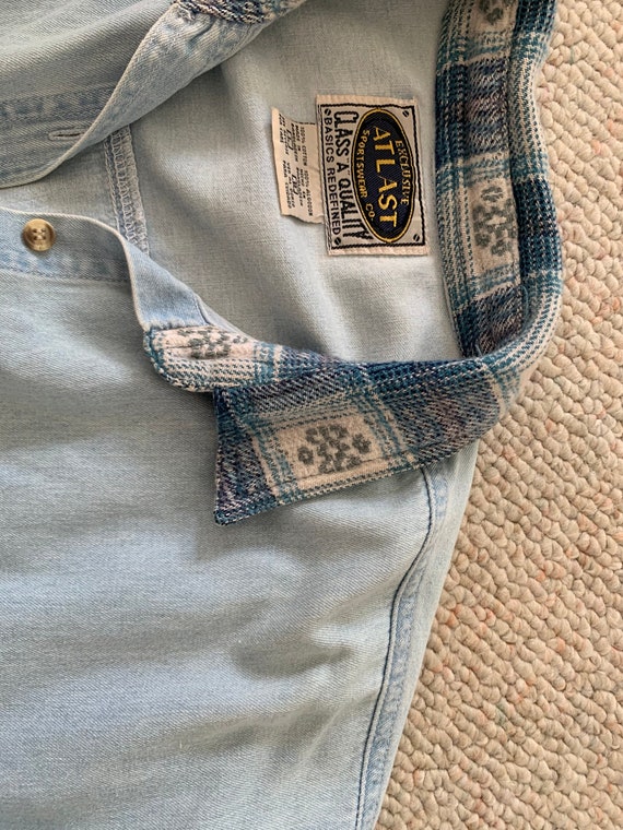 Vintage Denim Cut off Top W/ Flannel 