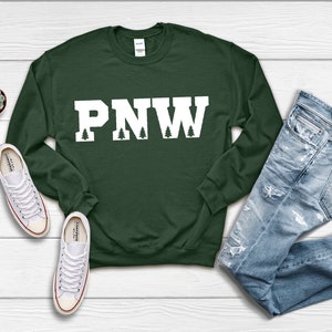 PNW Sweatshirt, Pacific Northwest Sweatshirt, Pac Nw Crewneck Sweatshirt, Washington Sweatshirt, Oregon Sweatshirt, Hiking Sweatshirt