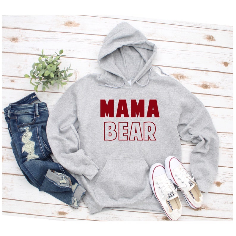 Mama bear plaid pocketed hooded sweatshirt Clearance