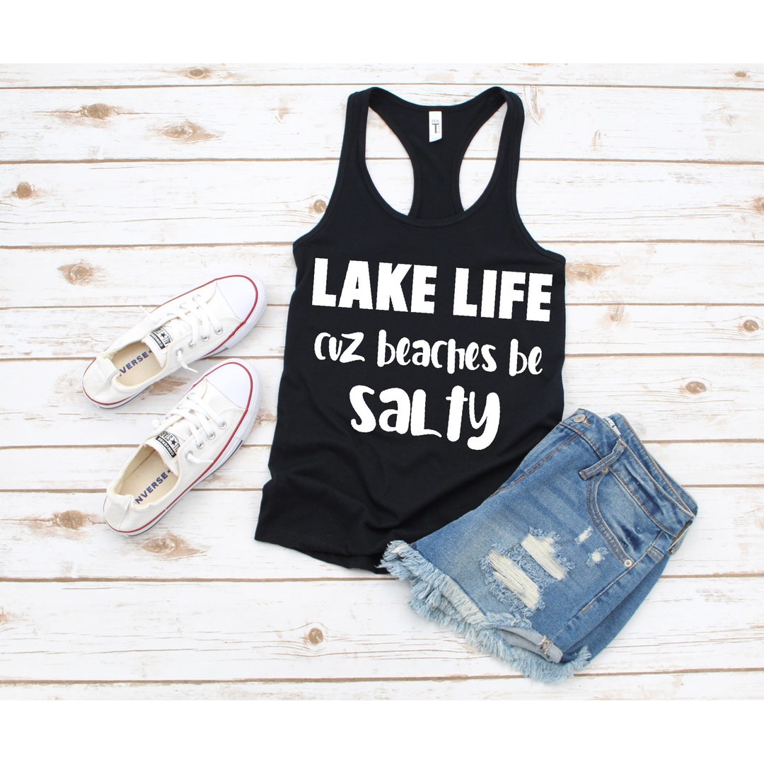 Women's Lake Life 'Cuz Beaches Be Salty' Graphic Tank Top - Sleeveless Summer Tee